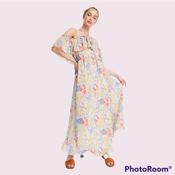 Mango Ruffles Floral Dress S - Picture 1 of 10